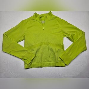 Pink Active Quarter Zip Pullover Top Thumb Hole Sleeve‎ Athletic Green